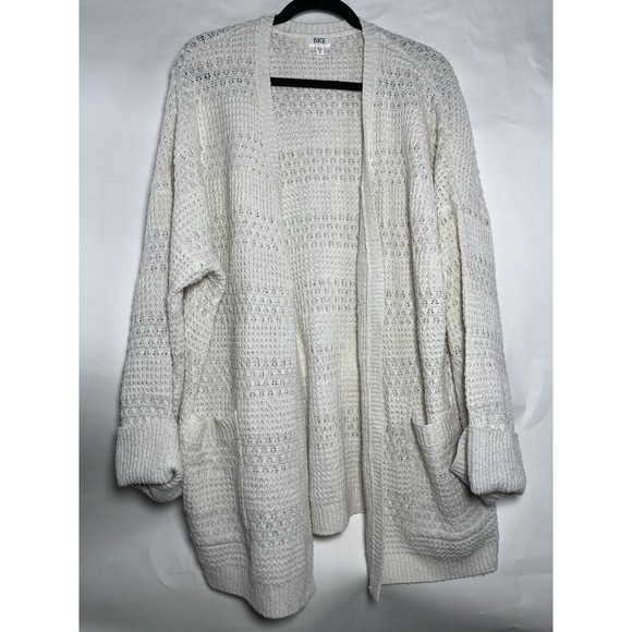 BKE Buckle Womens Large Cream Open Knit Cardigan Sweater XL Cozy Neutral Duster - Picture 1 of 9